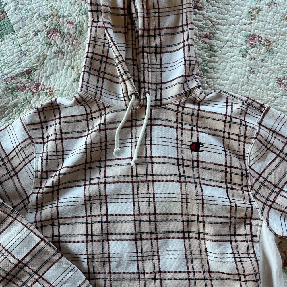 Cropped Champion Plaid Hoodie